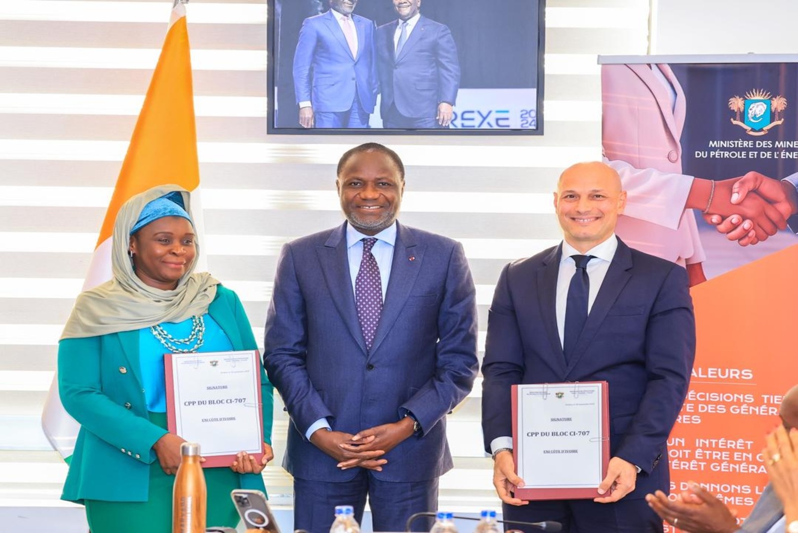 Oil Exploration: The Ivorian State and the ENI/PETROCI Holding Consortium Sign a Production Sharing Contract on Block CI-707